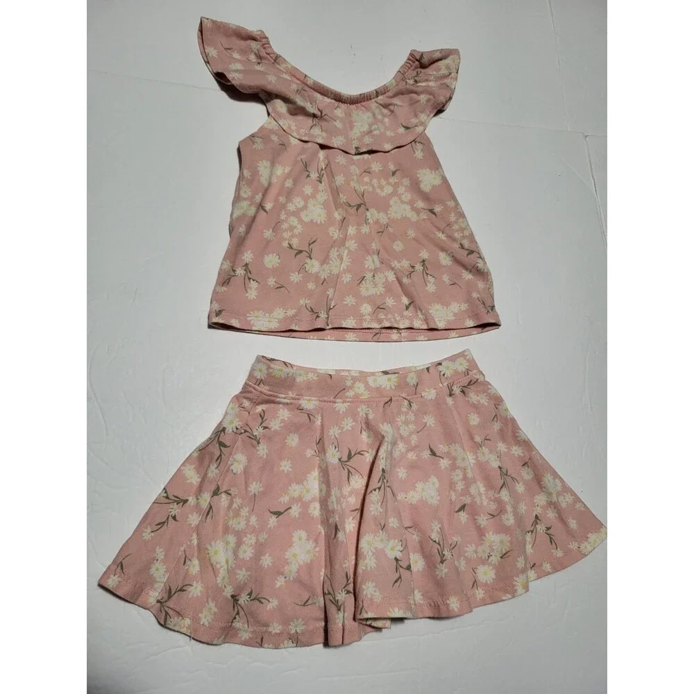 (#9) The Childer's Place Girl Pink Top & Skirt Outfit Toddler 18-24 M